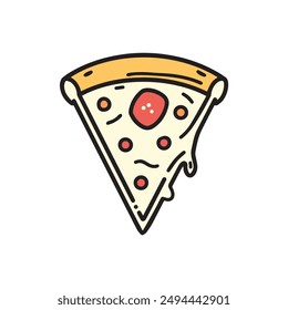 Pizza food icon cook outline and color tomato hot design.