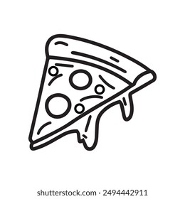 Pizza food icon cook outline and color tomato hot design.