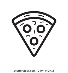 Pizza food icon cook outline and color tomato hot design.