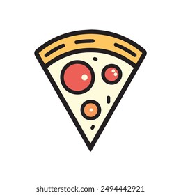 Pizza food icon cook outline and color tomato hot design.