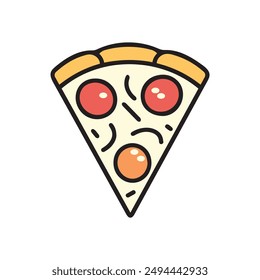 Pizza food icon cook outline and color tomato hot design.