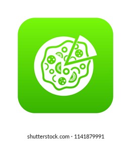 Pizza food icon digital green for any design isolated on white vector illustration