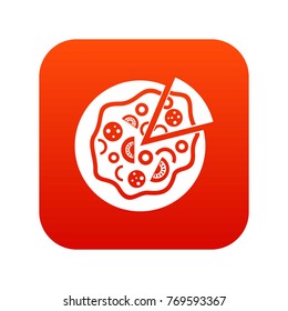 Pizza food icon digital red for any design isolated on white vector illustration