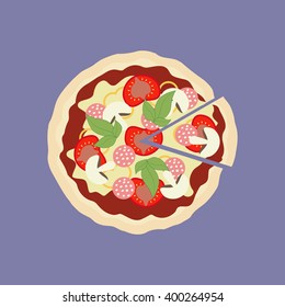 Pizza food icon. Italian Pizza. Vector illustration