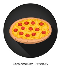 Pizza Food Icon Round Flat Vector Art Design Color Illustration