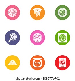 Pizza food icons set. Flat set of 9 pizza food vector icons for web isolated on white background