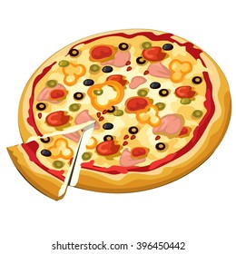 Pizza. Food isolated on a white background. Vector illustration.