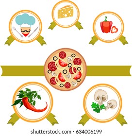 pizza food menu ingredients icon cook