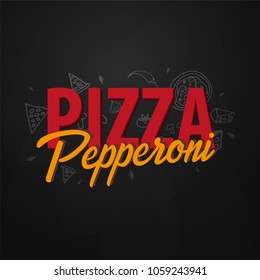 Pizza food menu for restaurant and cafe. Design banner with hand-drawn graphic elements in doodle style. Vector Illustration