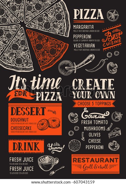 Pizza Food Menu Restaurant Cafe Design Stock Vector (Royalty Free ...