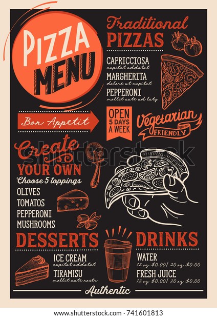 Pizza Food Menu Restaurant Cafe Design Stock Vector (Royalty Free ...