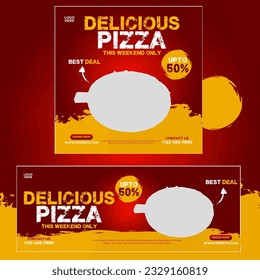 Pizza and food menu social media post and cover banner