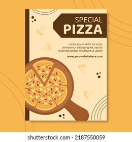 Pizza Food Poster Template Hand Drawn Cartoon Background Vector Illustration