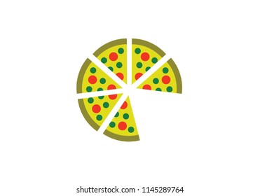 Pizza food shape circle shape vector illustration 