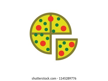 Pizza food shape circle shape vector illustration 