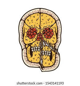 Pizza Food Skull Horror Graphic Illustration Vector Art T-shirt Design