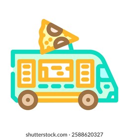 pizza food truck color icon vector. pizza food truck sign. isolated symbol illustration