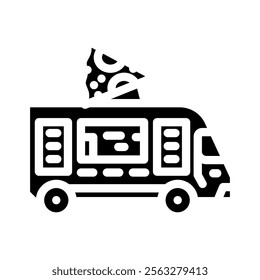 pizza food truck glyph icon vector. pizza food truck sign. isolated symbol illustration