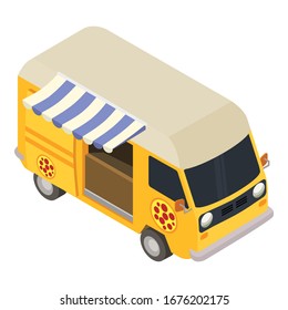 Pizza food truck icon. Isometric of pizza food truck vector icon for web design isolated on white background