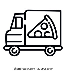 Pizza food truck icon. Outline pizza food truck vector icon for web design isolated on white background