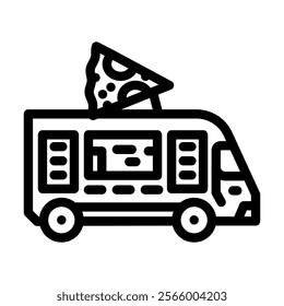 pizza food truck line icon vector. pizza food truck sign. isolated contour symbol black illustration