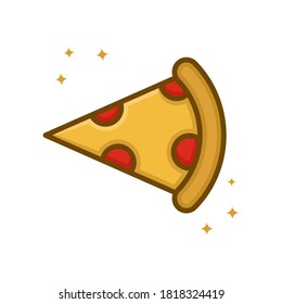 Pizza Food Vector Logo Cartoon Sticker. Pizza Meal Fastfood Icon Filled Line Style. Food Bakery And Cake Symbol Illustration