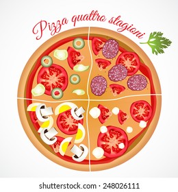 Pizza four seasons. Vector design.