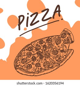 Pizza freehand drawing-vector illustration. Doodle style.
