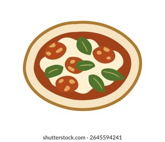 Pizza with Fresh Vegetables and salami for a Healthy Italian Food Theme Vector illustration