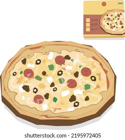 Pizza And Frozen Pizza Box Illustration