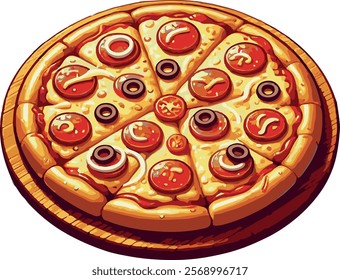 pizza full topping in vector EPS file