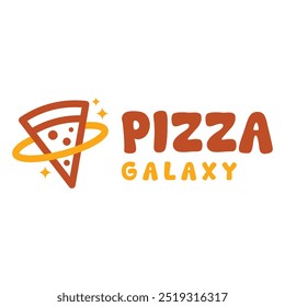 design de logotipo minimalista plano do planeta galáxia pizza