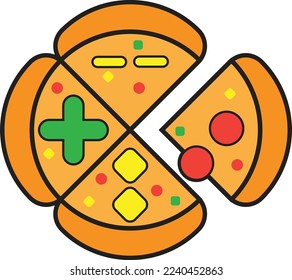 pizza game console icon artwork for game logo, flat vector illustration.