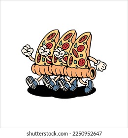 pizza gang cartoon vector design