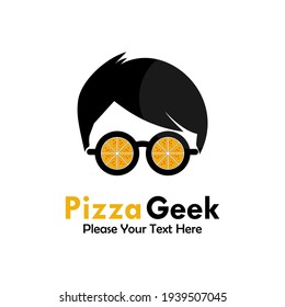 Pizza geek logo template illustration