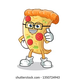 pizza geek mascot vector cartoon illustration