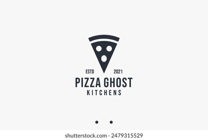 ilustración de silueta de Vector de diseño de logotipo fantasma de pizza