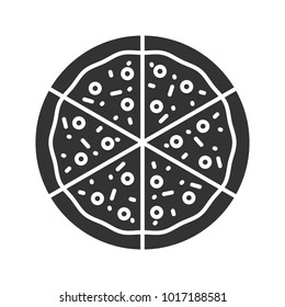 Pizza glyph icon. Silhouette symbol. Pizzeria sign. Negative space. Vector isolated illustration