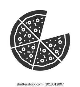 Pizza glyph icon. Silhouette symbol. Pizzeria sign. Negative space. Vector isolated illustration