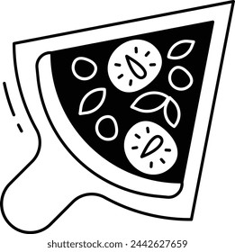 pizza glyph and line vector illustration