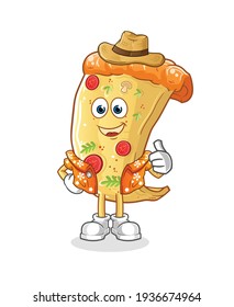 pizza go on vacation character. cartoon mascot vector