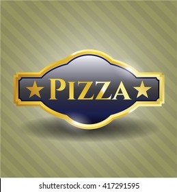 Pizza gold badge or emblem