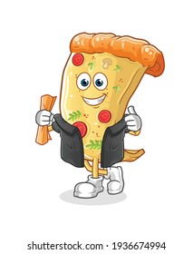vector de graduación de pizza. personaje de caricatura