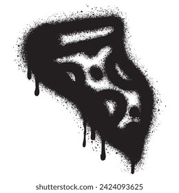 Pizza graffiti with black spray paint.vector illustration.
