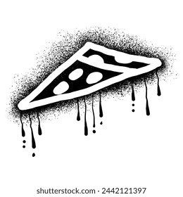 Pizza graffiti drawn with black spray paint