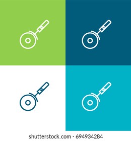 Pizza green and blue material color minimal icon or logo design