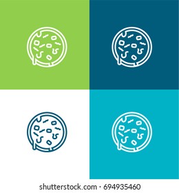 Pizza green and blue material color minimal icon or logo design