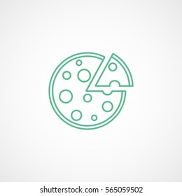 Pizza Green Line Icon On White Background