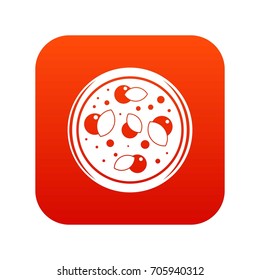 Pizza with greens icon digital red for any design isolated on white vector illustration