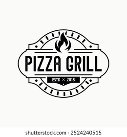 pizza grill logo vector. logo templates